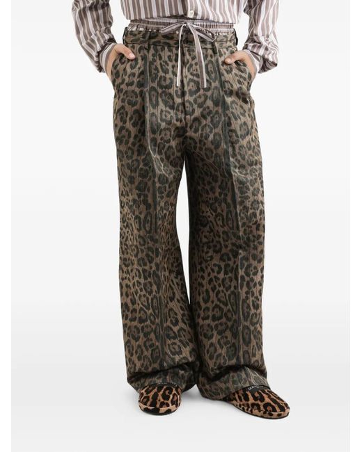 Dolce & Gabbana Natural Leopard-Print Trousers for men