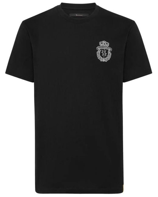 Billionaire Black Embroidered Crest T-Shirt for men