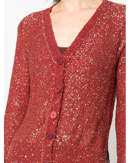 Stella McCartney Red Sequin-Embellished Cardigan