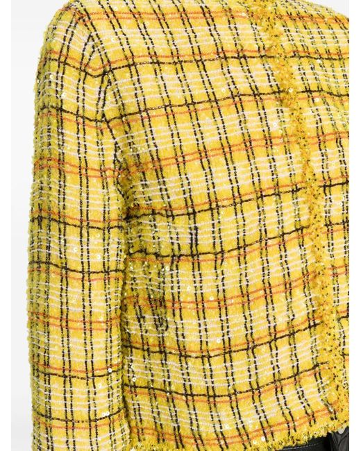 Ashish Yellow Tweed-Jacke mit Perlen