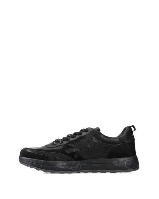 Premiata Black Nous 7732 Lace-Up Suede-Detail Sneakers for men