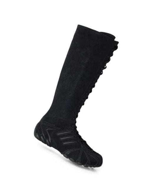 Adidas Black Lace-Up Knee-High Boots