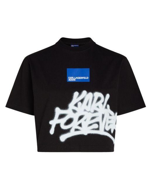 Karl Lagerfeld X Crapule2000 Cropped T-shirt in het Black