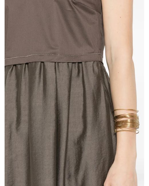 Peserico Brown Monili-Chain Sleeveless Midi Dress