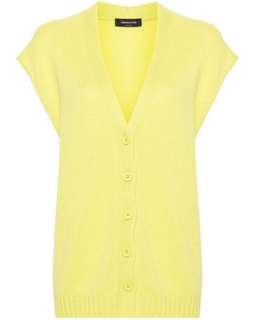 Fabiana Filippi Yellow V-neck Cashmere Vest
