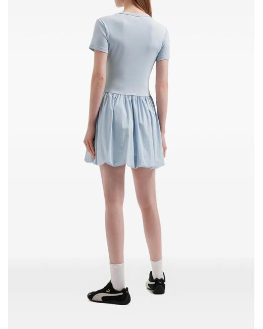 Mini Cream Blue Panelled Mini Dress