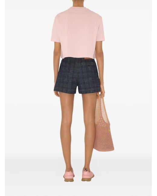 Camiseta corta de algodón Burberry de color Pink