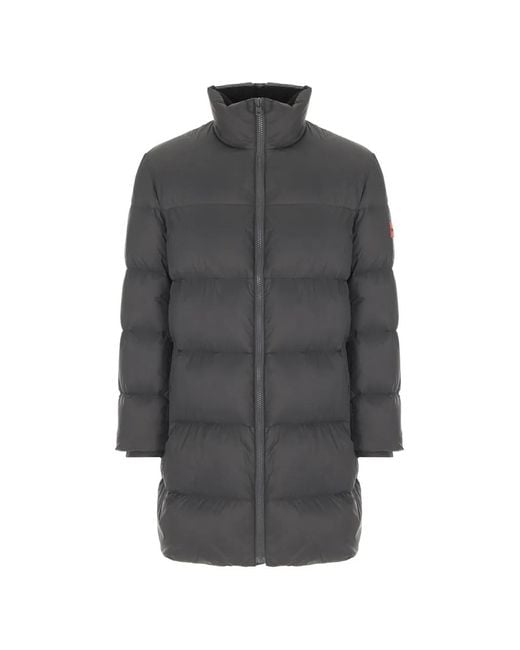 HUGO Gray Quilted Logo-Patch Down Jacket for men