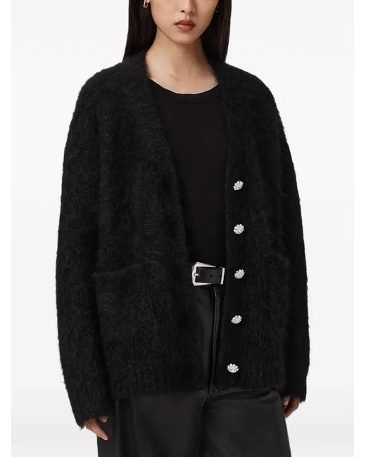 AllSaints Black Rubi Button Cardigan