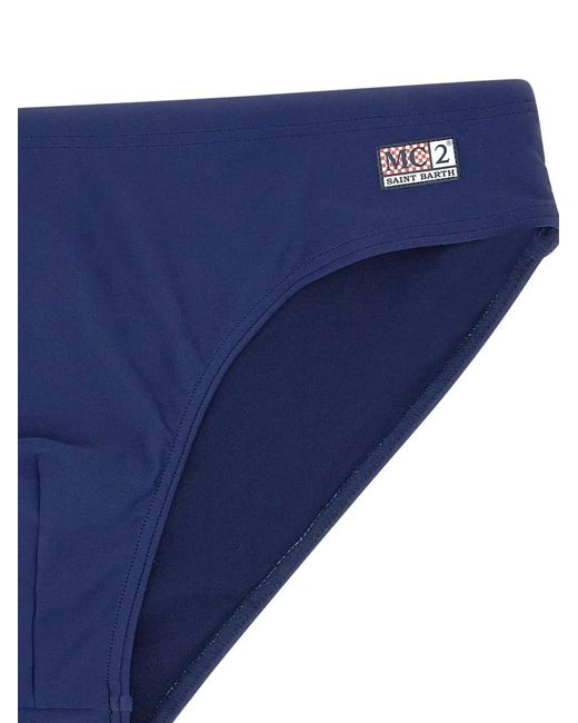 Mc2 Saint Barth Blue Cayo Logo-Patch Swim Briefs for men