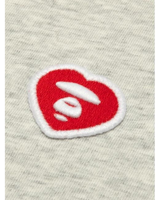 Aape By A Bathing Ape White Raglan-Sleeve Heart-Patch T-Shirt for men