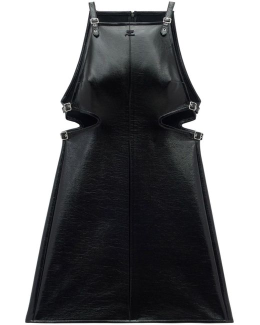 Courreges Slash Buckle Mouwloze Mini-jurk in het Black