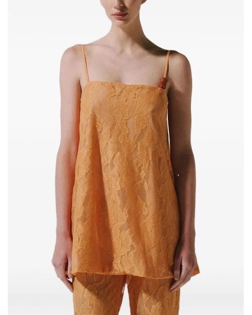 Baobab Brown Porto Resin-Embellished Lace Top