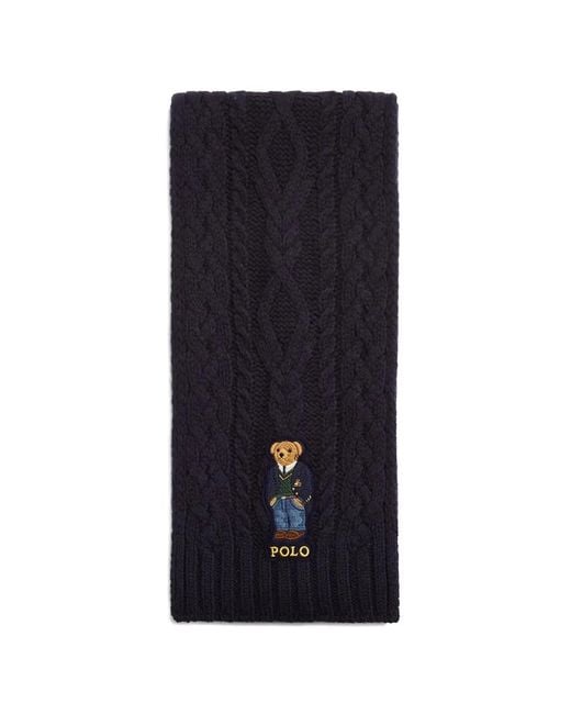 Polo Ralph Lauren Black Aran St. Andrew Polo Bear Scarf for men