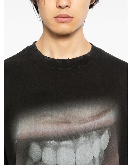 WARMAN Black Graphic-Print T-Shirt for men