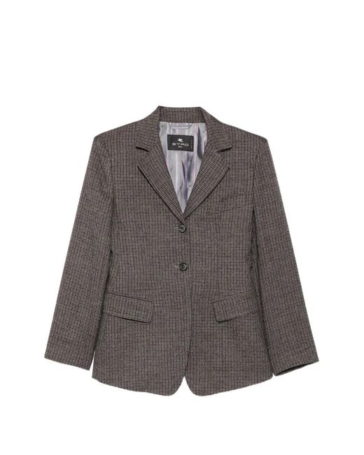 Etro Gray Patterned Single-Breasted Jacket