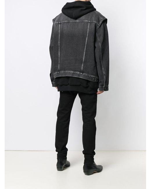 jean jacket with hoodie black