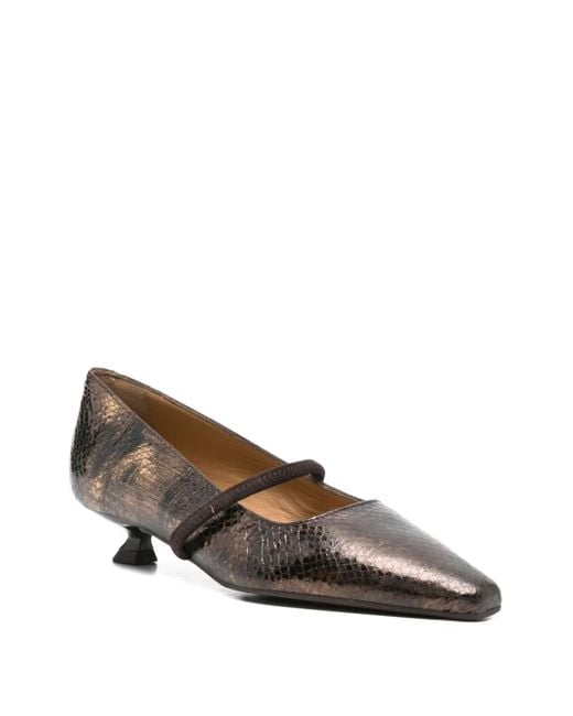 Pedro Miralles Brown 30Mm Metallic-Leather Pumps