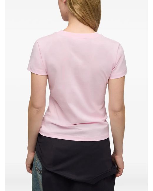 Ganni Pink Baby-Fit T-Shirt With Forest Teddy