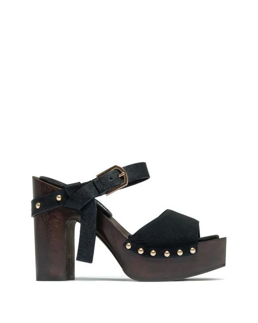 Bernardo Black Luxor Buckle Studded Sandals