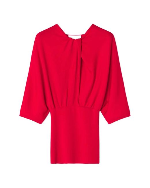 Lanvin Red Draped Three-Quarter-Sleeve Sweater