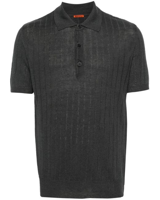 Barena Black Ribbed-knit Polo Shirt for men