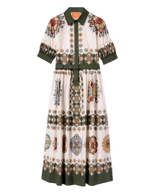 LaDoubleJ White Placeé Print Puff-Sleeve Dress