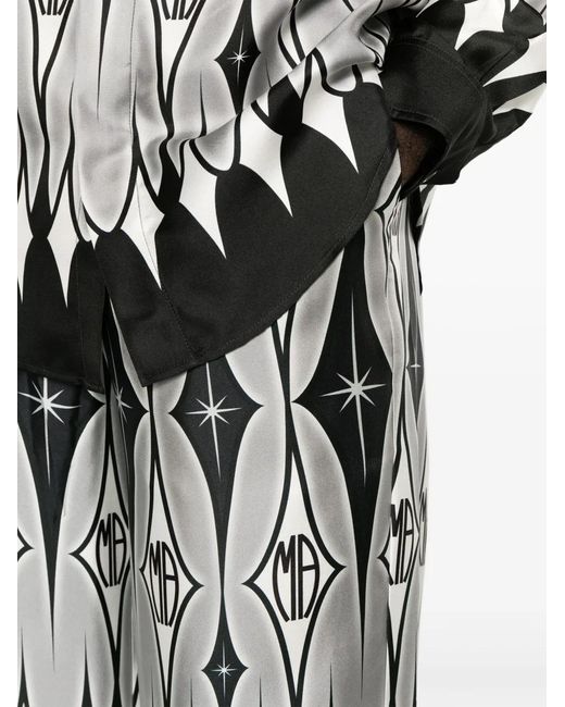 Amiri White Graphic-Print Wide-Leg Silk Trousers for men