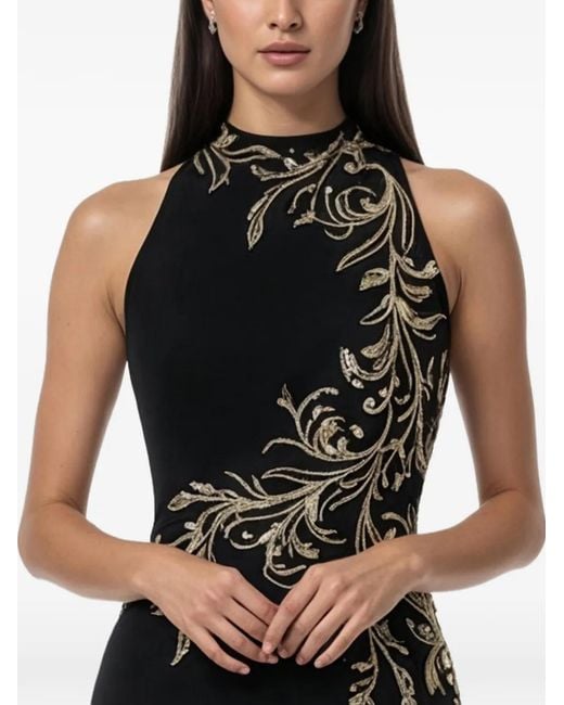 Saiid Kobeisy Black Halterneck Embellished Maxi Dress