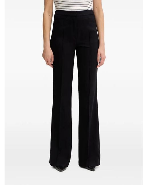Morgan Black Pressed-Crease Flared Trousers