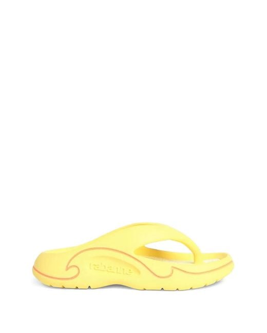 Rabanne Yellow Tongs À Logo Embossé