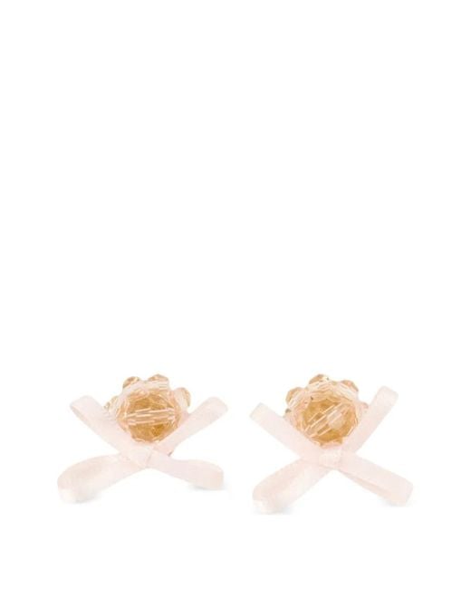 Orecchini Petite Bow Daisy di Simone Rocha in White