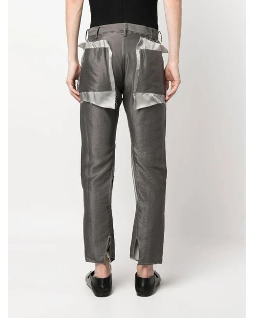 Sulvam Gray Slim Cut-Out Trousers for men