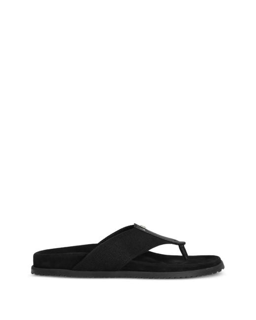 Dolce & Gabbana Black Logo-Plaque Flip-Flops for men