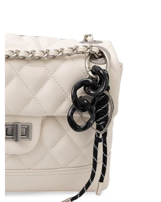 Silvian Heach Natural Quilted Leather-Chain Cross Body Bag
