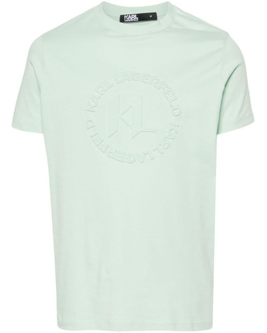Karl Lagerfeld Green Embossed-logo Cotton T-shirt for men