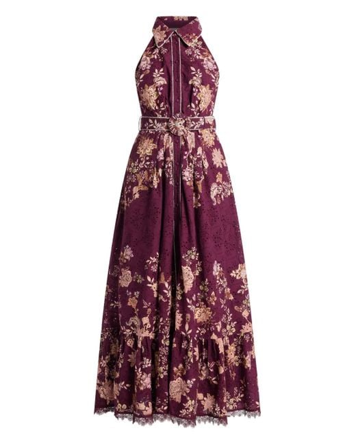 Vestido largo Savi con cinturón Hemant & Nandita de color Purple