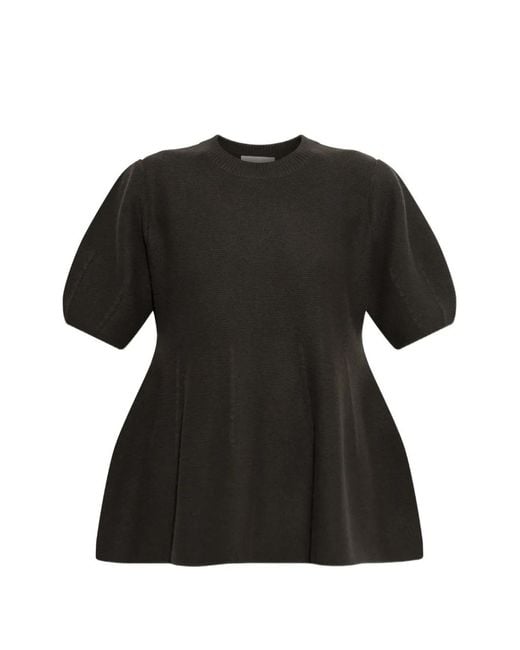 Lisa Yang Black Mella Peplum Sweater