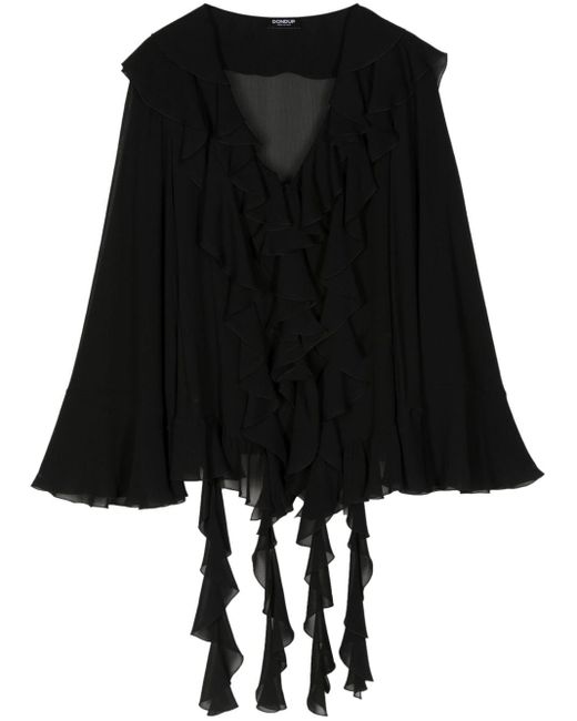 Blouse volantée à détail drapé Dondup en coloris Black
