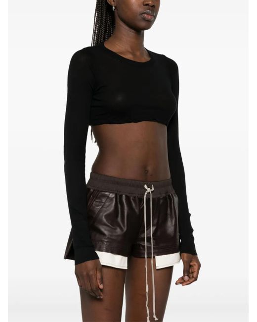 Rick Owens Black Hollywood Ls Crop T-Shirt