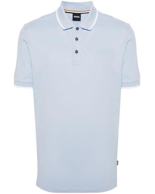 Boss Pikee-Poloshirt mit Logo-Print in Blue für Herren