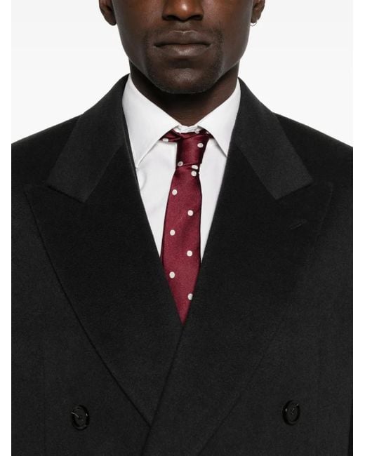 メンズ Lardini カシミア ダブルコート Black
