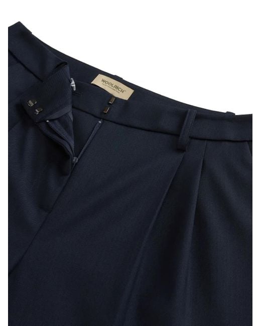 Woolrich Blue Pleated Straight Trousers