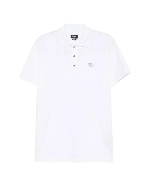 Polo À Logo Brodé Fendi pour homme en coloris White