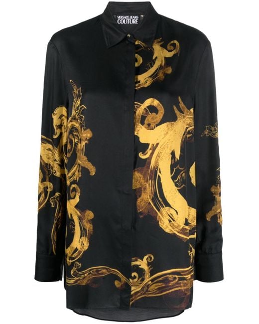 Camisa con estampado Chain Couture Versace de color Black