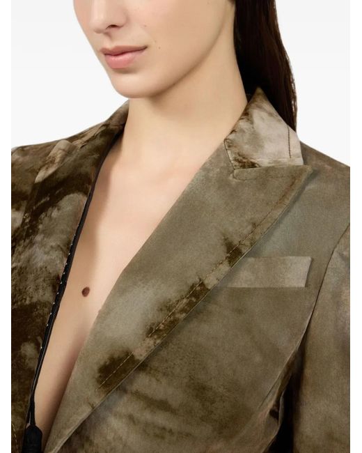 Roberto Cavalli Green Single-Breasted Blazer