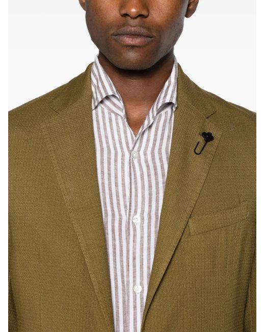 Lardini Green Notched-Lapels Single-Breasted Blazer for men