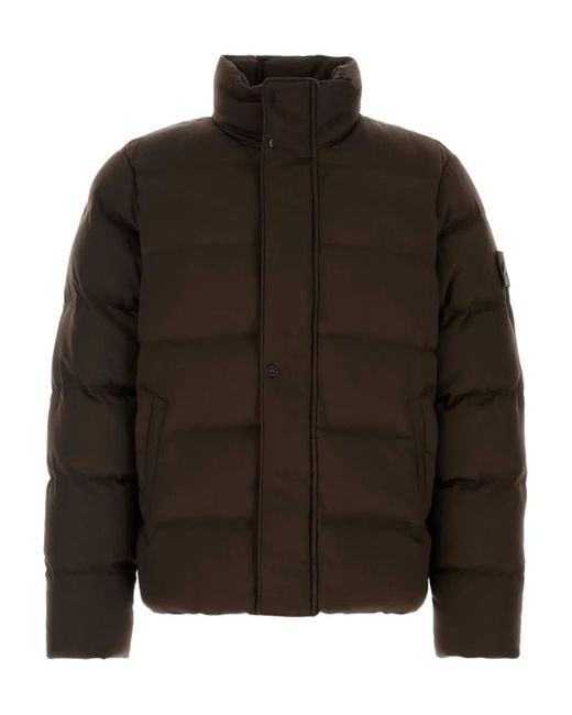 Stone Island Brown Wool Down Jacket for men