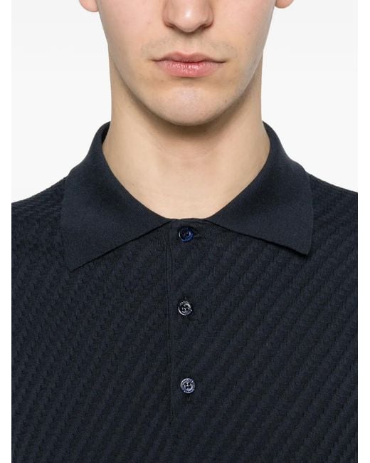 Canali Black T-Shirt Boutonné for men