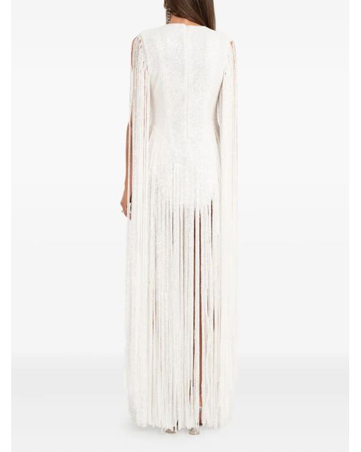 Ana Radu White Sequin-Embellished Maxi Dress
